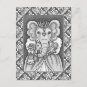 POSTAL FESTIVA REINA ELEFANTE DE CORAZONES Y ROSAS ROYAL VALENTIN