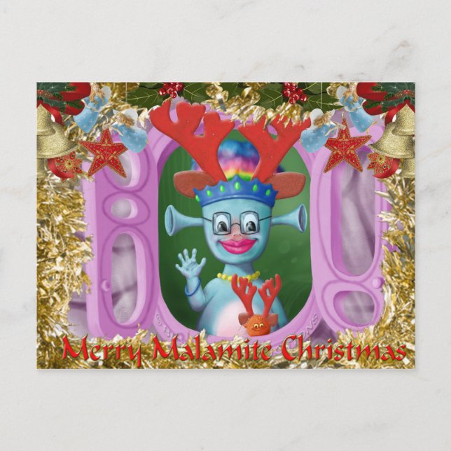 Postal Festiva Reina Mabel y Cedric. Feliz Navidad! (Anverso)