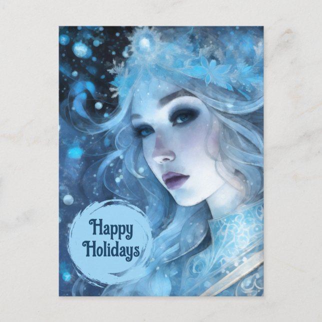 Postal Festiva Reina mística del hielo - Fantasía arte de diosa d (Anverso)