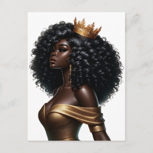 Postal Festiva Reina negra melanina Sista Belleza afroamericana
