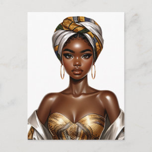 Postal Festiva Reina negra melanina Sista Belleza afroamericana