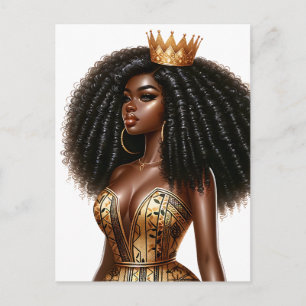 Postal Festiva Reina negra melanina Sista Belleza afroamericana