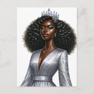 Postal Festiva Reina negra melanina Sista Belleza afroamericana
