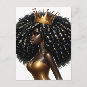 Postal Festiva Reina negra melanina Sista Belleza afroamericana