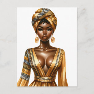 Postal Festiva Reina negra melanina Sista Belleza afroamericana