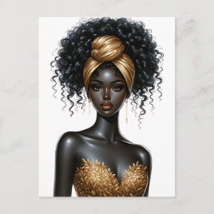 Postal Festiva Reina negra melanina Sista Belleza afroamericana