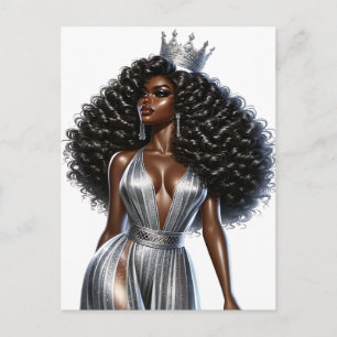 Postal Festiva Reina negra melanina Sista Belleza afroamericana