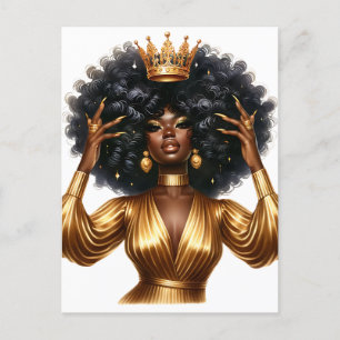 Postal Festiva Reina negra melanina Sista Belleza afroamericana