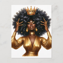 Postal Festiva Reina negra melanina Sista Belleza afroamericana
