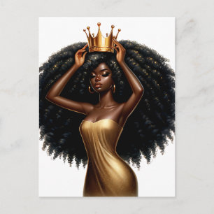 Postal Festiva Reina negra melanina Sista Belleza afroamericana