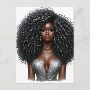 Postal Festiva Reina negra melanina Sista Belleza afroamericana