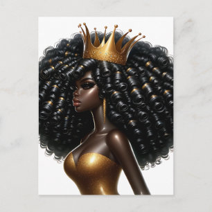 Postal Festiva Reina negra melanina Sista Belleza afroamericana