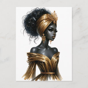 Postal Festiva Reina negra melanina Sista Belleza afroamericana