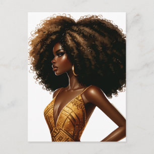 Postal Festiva Reina negra melanina Sista Belleza afroamericana