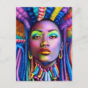 Postal Festiva Reina negra melanina Sista mujer afroamericana