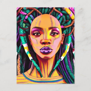 Postal Festiva Reina negra melanina Sista mujer afroamericana
