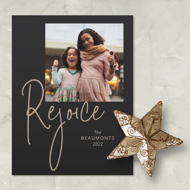 Postal Festiva Rejoice Simple Photo Black Holiday (Subido por el creador)