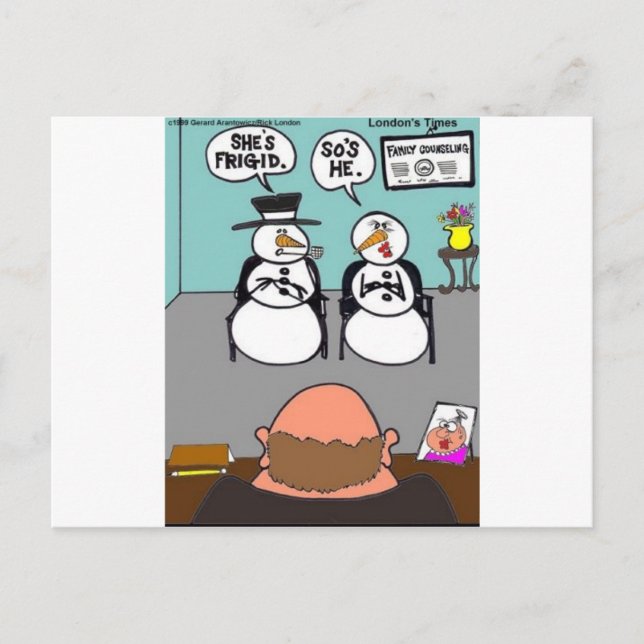 Postal Festiva Relaciones Frosty Navidades divertidos regalos y t (Anverso)