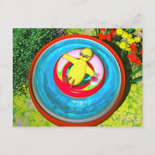 Postal Festiva Relajación de polluelos de Pascua en la piscina