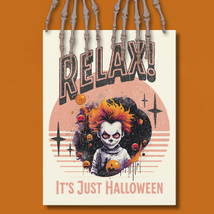 Postal Festiva Relájate Es Solo Halloween Payaso Niño Espeluznant