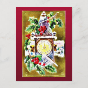Postal Festiva reloj de pared decorado con hojas sagradas