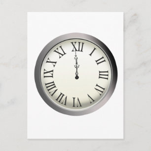 Postal Festiva Reloj en huelga a medianoche Nochevieja