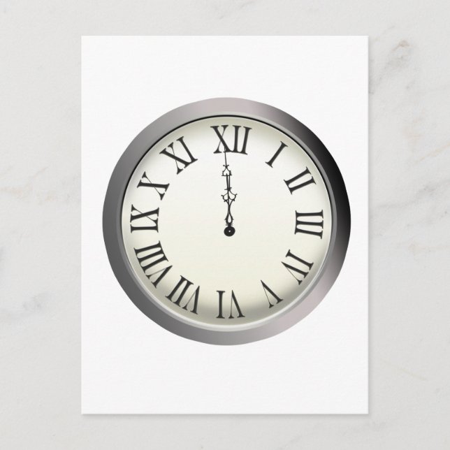 Postal Festiva Reloj en huelga a medianoche Nochevieja (Anverso)