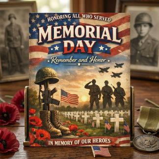 Postal Festiva Remember Honor Vintage Patriotic Memorial Day USA
