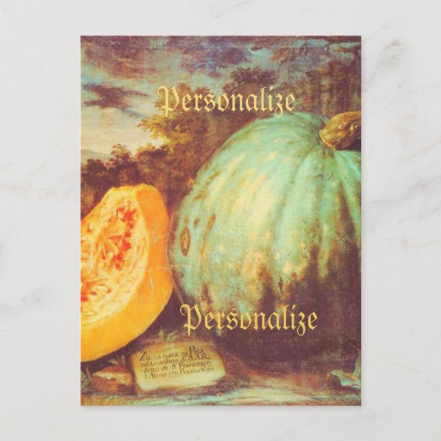 Postal Festiva Renacimiento de la caída de la calabaza azul vinta (Anverso)