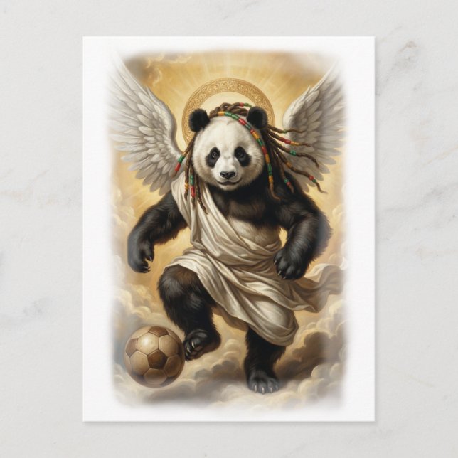 Postal Festiva Renaissance Style Panda Player Soccer on a  (Anverso)
