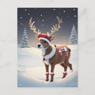 Postal Festiva Reno con un Sombrero Santa