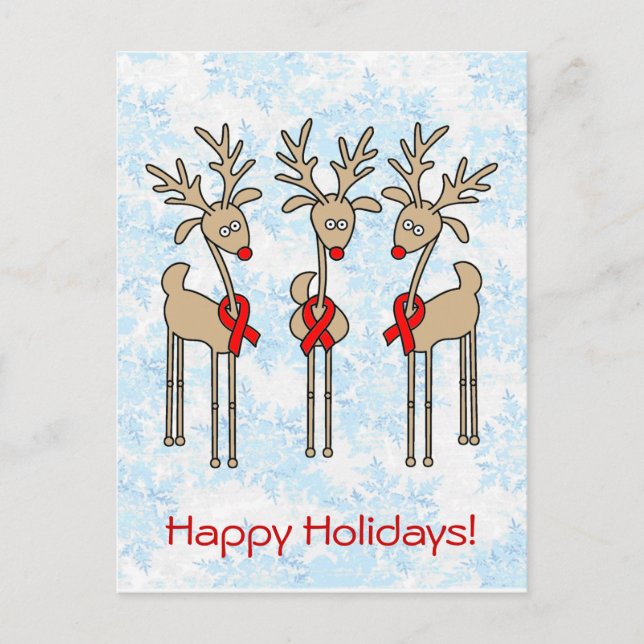 Postal Festiva Renos de la cinta roja - SIDA y VIH (Anverso)