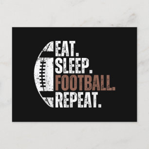 Postal Festiva Repetición De Fútbol Vintage Eat Sleep