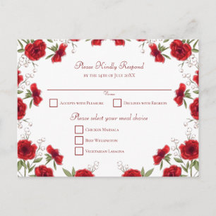 Postal Festiva Respuesta de Boda Romántica con Rosa Roja