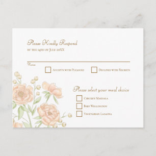 Postal Festiva Respuesta de RSVP de boda de rosa melocotón