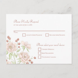 Postal Festiva Respuesta moderna de boda de rosa rosa rubor
