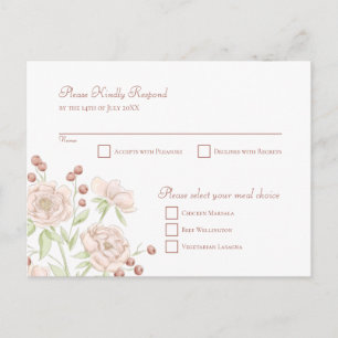 Postal Festiva Respuesta moderna de boda de rosa rosa rubor