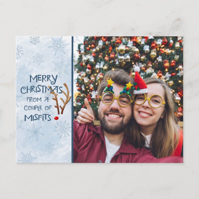 Postal Festiva Resumen de renos de nariz roja, de inadaptados (Anverso)