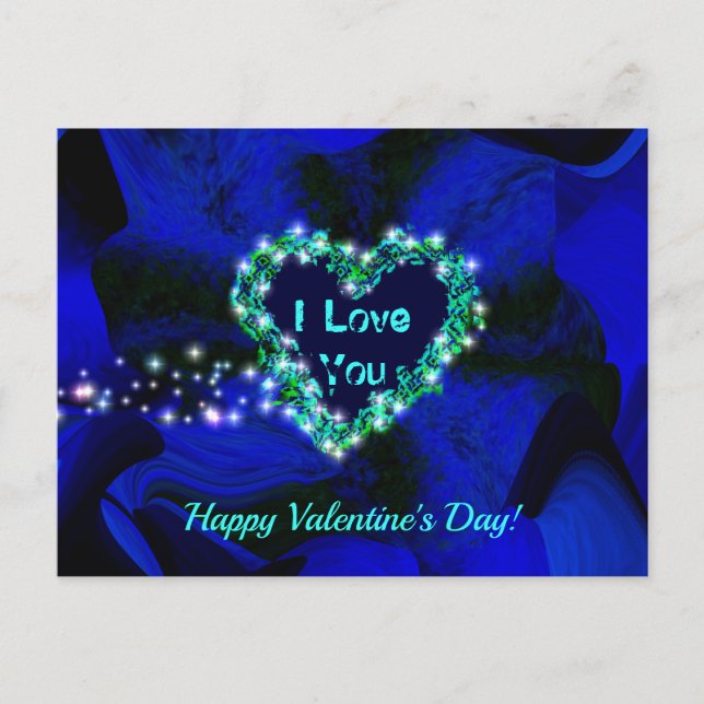 Postal Festiva Resumen del corazón 3D, te amo (Anverso)