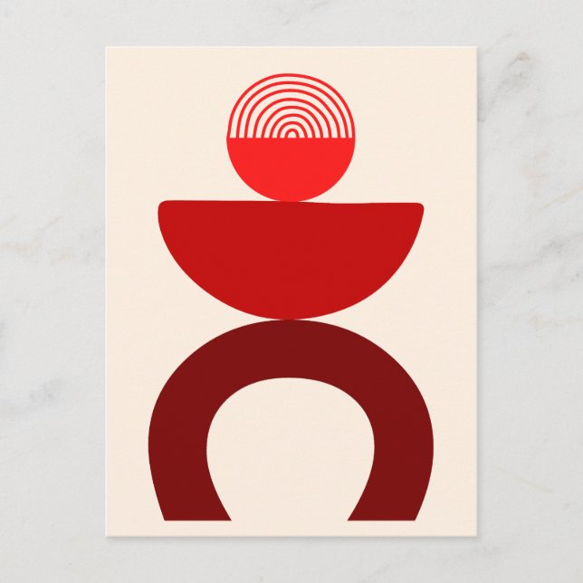 Postal Festiva Resumen Formas geométricas de arte moderno Rojo (Anverso)
