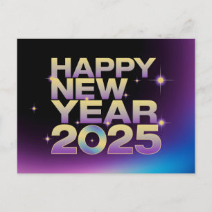 Postal Festiva Resumen Gradiente Brillo Feliz Año Nuevo 2025