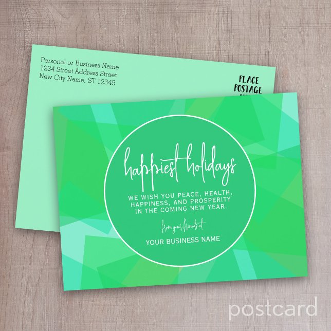 Postal Festiva Resumen moderno Color transparente Verde - Más fel (Business Holiday Postcard )