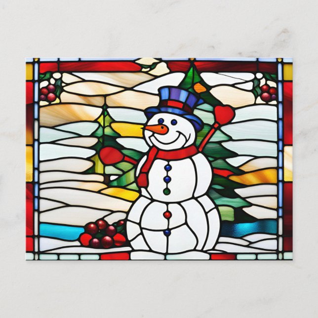 Postal Festiva Resumen Navidades de vidrio templado Snowman (Anverso)