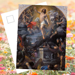 Postal Festiva Resurrección barroca católica Jesucristo Pascua