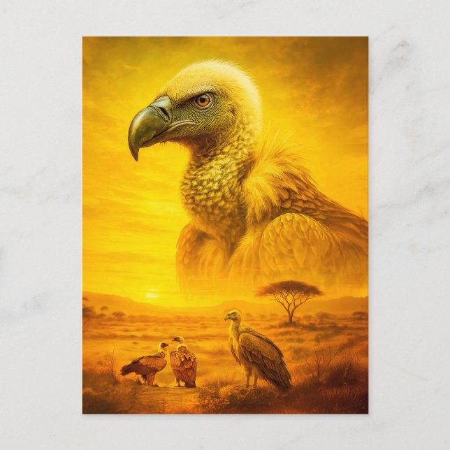 Postal Festiva Retrato de doble exposición de buitre africano (Anverso)