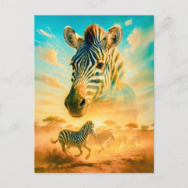 Postal Festiva Retrato de doble exposición de cebra