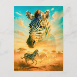 Postal Festiva Retrato de doble exposición de cebra