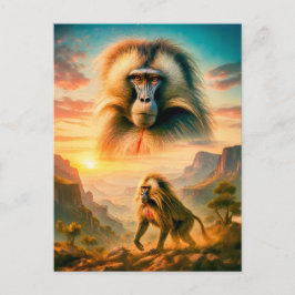 Postal Festiva Retrato de doble exposición de Gelada Baboon