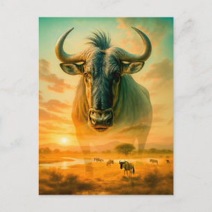 Postal Festiva Retrato de doble exposición de Wildebeest