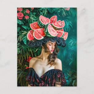 Postal Festiva Retrato de fantasía de Rosa de Sandía